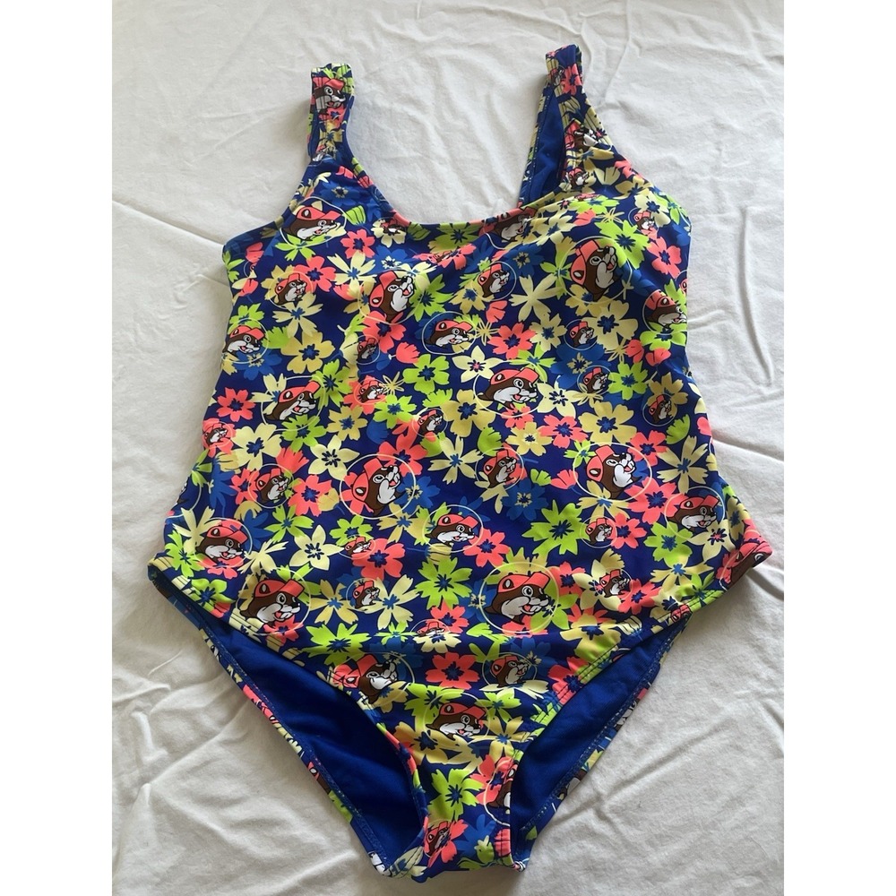 Buc-ees Beaver Floral Logo Women's Swimsuit Bathing Suit Size Small